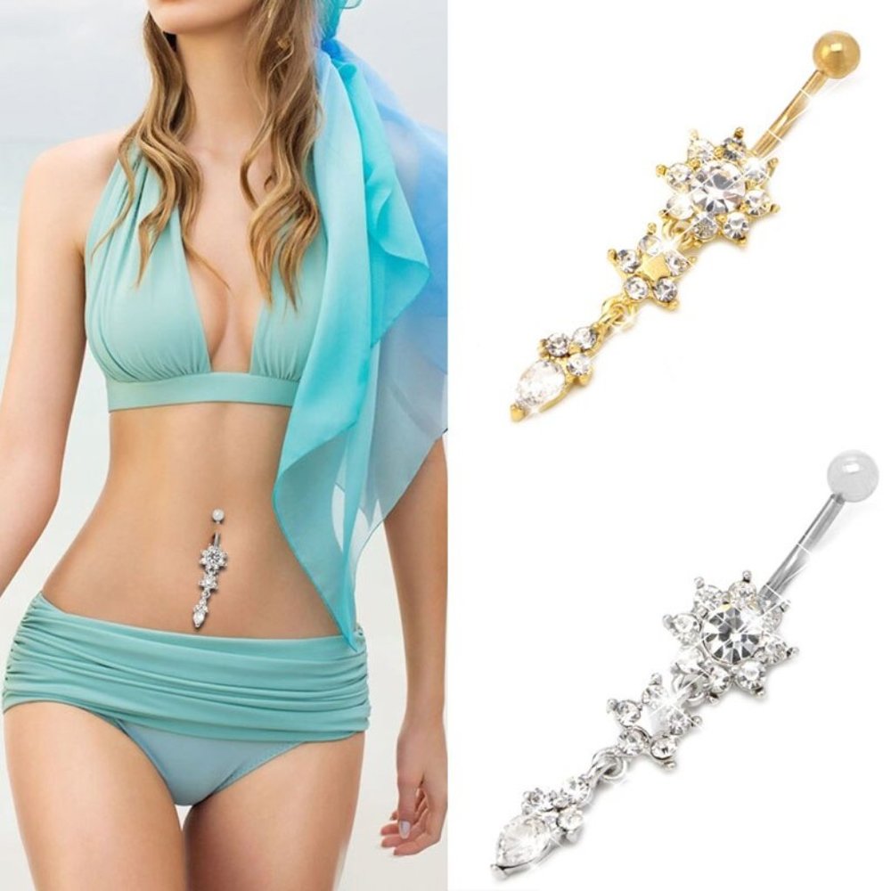 Navel Piercing ~  Floral ~ 2 - Tones